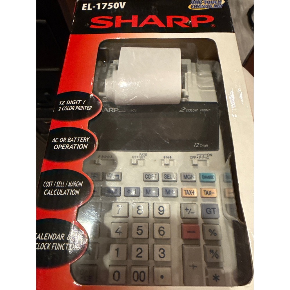 Sharp EL-1750V Electronic Printing Calculator 12 Digit 2 Color Print New in Box